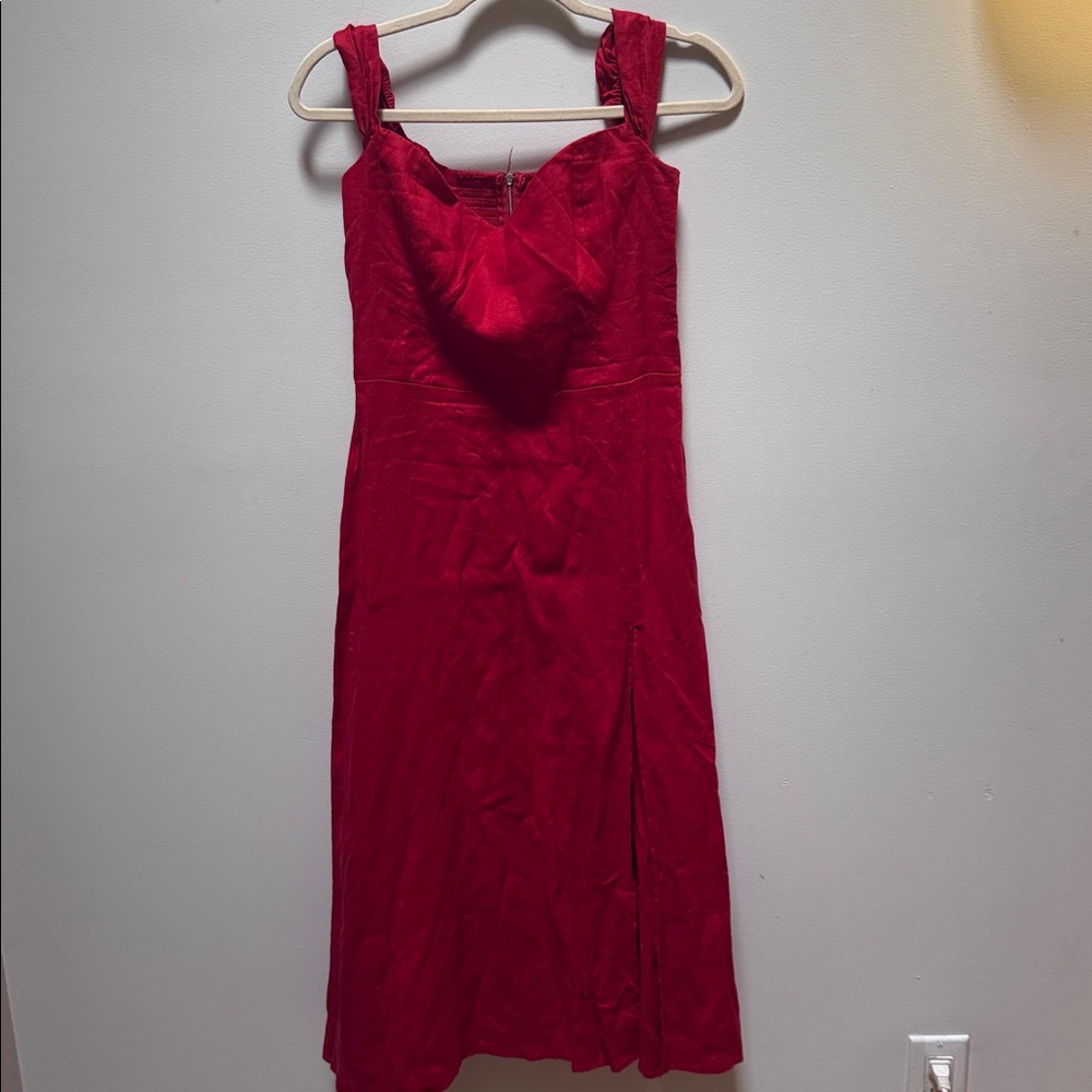 💫SALE Reformation Bridgton Linen Midi Dress Off Shoulder - Picture 7 of 14